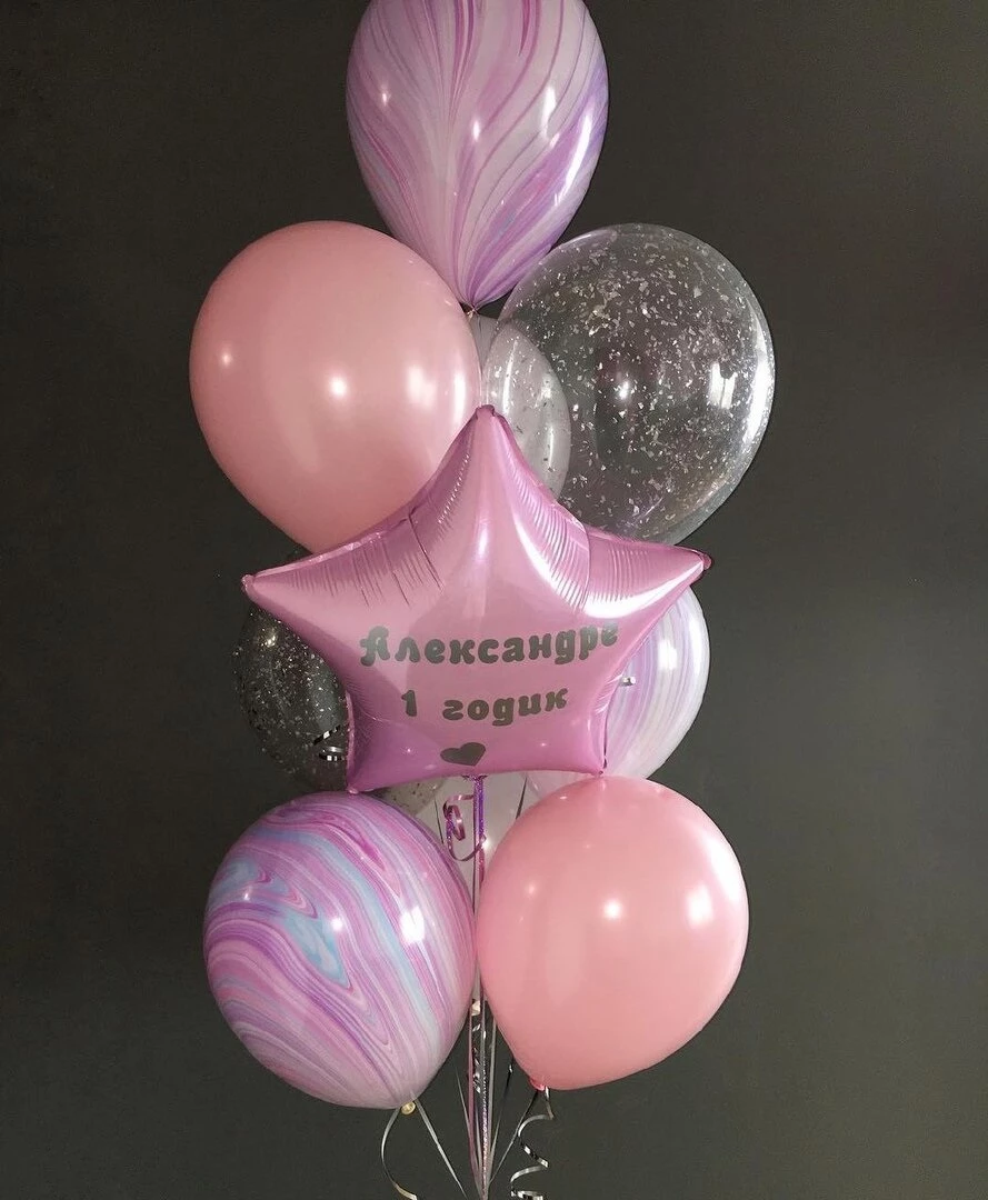 Фонтан из розовых шаров